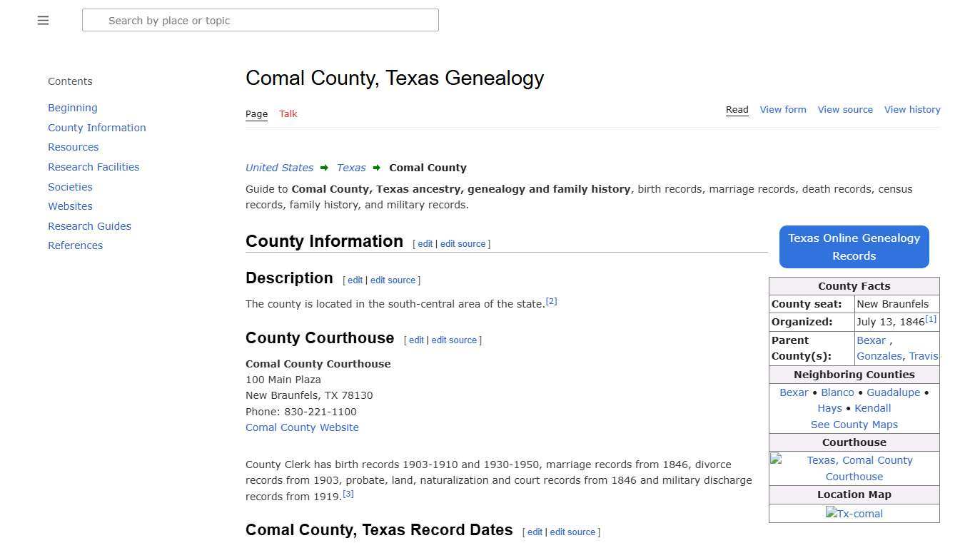 Comal County, Texas Genealogy • FamilySearch
